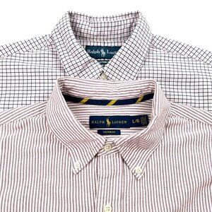Ralph Lauren Mens Size Large Custom Fit Long Sleeve Shirts Lot Of 2 Flesh Pony